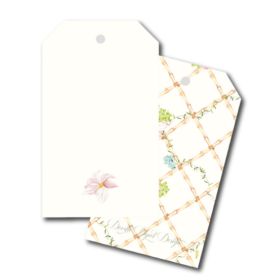 Garden Trellis Gift Tag in Linen White
